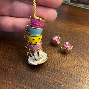 Kate Spade Teacup necklace & earrings set